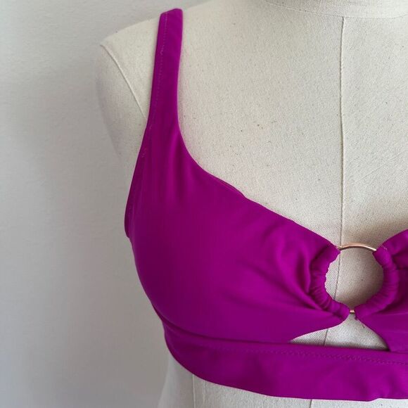 Bar III Banded Ring Bikini Top in Pink, Size XS - Picture 4 of 12